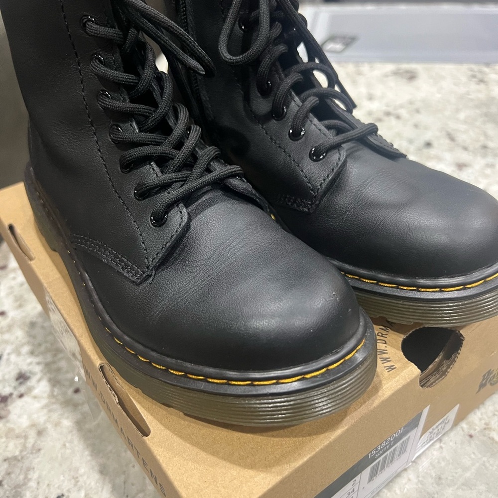 Black Leather Lace-Up Boots